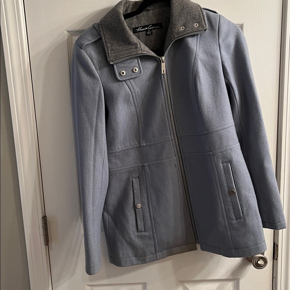 Kenneth Cole New York Jackets & Blazers - Kenneth Cole Blue and Gray Wool Blend Jacket